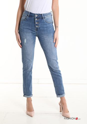 skinny Cotton Jeans with buttons
