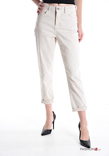  Cotton Jeans with pockets Ivory
