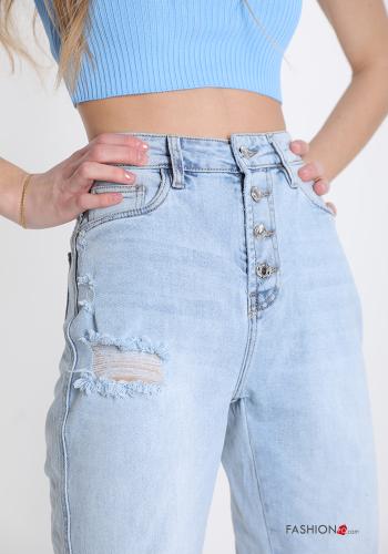 Jeans en Coton  avec des boutons avec poches