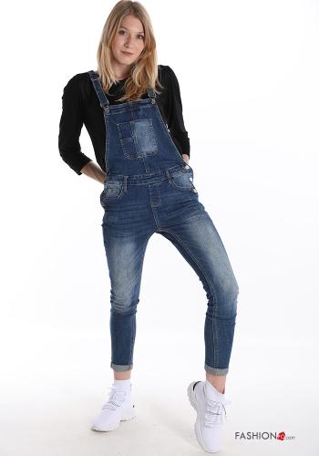  Salopette in Cotone denim  Blu