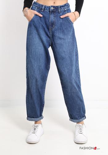 Jeans in Cotone  con tasche Blu
