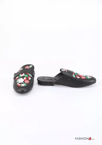  Sapatos rasos sabot (mules) Floral 
