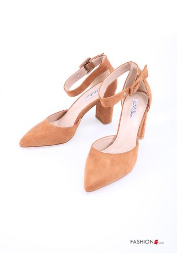 Heeled shoes  Suede with strap adjustable