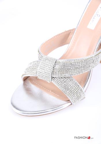  Zapatos de tacón alto punta abierta con brillantes 