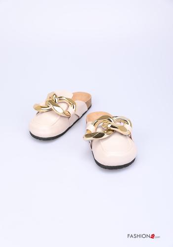  faux leather mules Flat shoes  White Cream