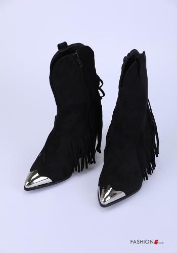 Suede Ankle boots with zip with fringes