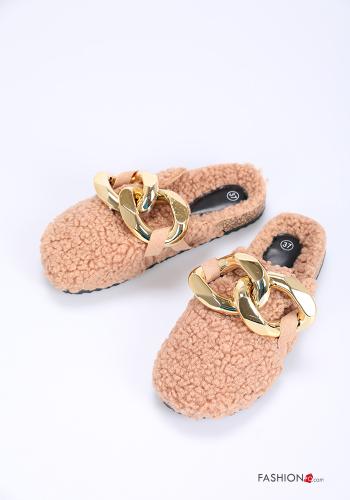 Slippers in Mohair Camel