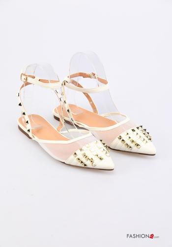  adjustable Ballerinas with studs Ankle strap White