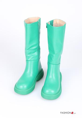  Stivali ecopelle con zip  Verde caraibi
