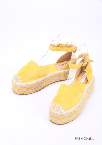  Suede adjustable Sandals Ankle strap Yellow