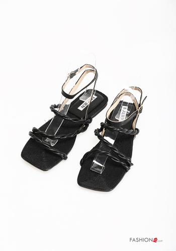  faux leather Sandals Ankle strap Black