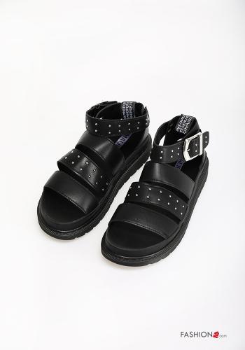  faux leather Sandals with studs Black