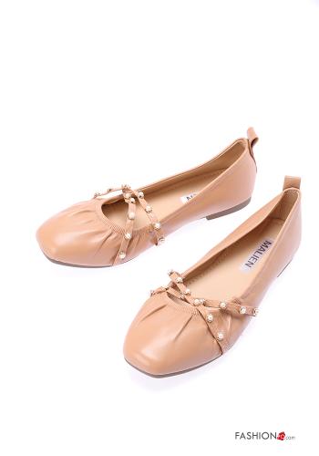  faux leather Ballerinas with pearls