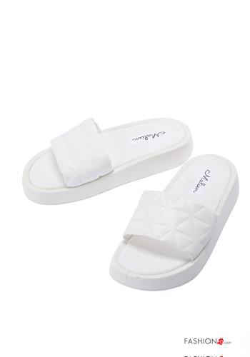  faux leather Slide Sandals  White