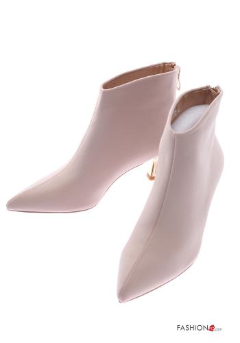  Tronchetti a punta con zip  Beige