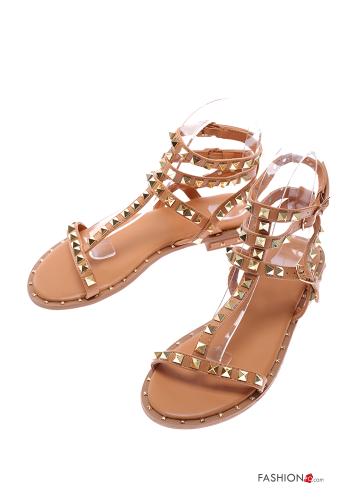  faux leather Sandals with studs Ankle strap