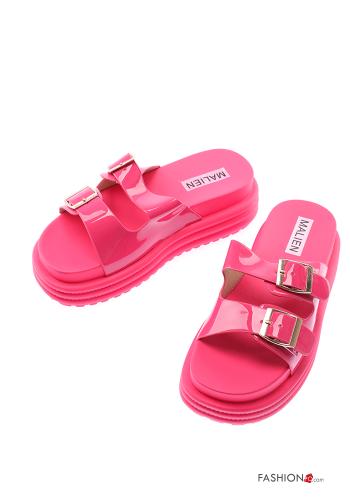  faux leather Sandals Ankle strap Fucsia