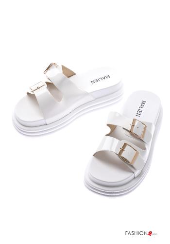  faux leather Sandals Ankle strap White