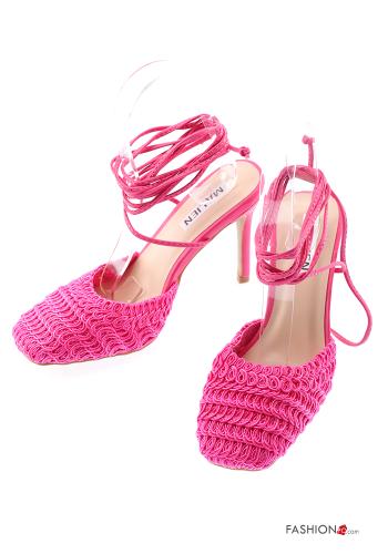  Scarpe con tacco a punta quadrata con cinturino  Fucsia