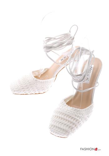  Scarpe con tacco a punta quadrata con cinturino  Bianco