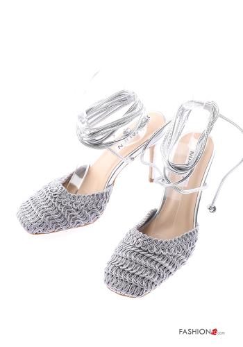  Scarpe con tacco a punta quadrata con cinturino  Grigio 20%