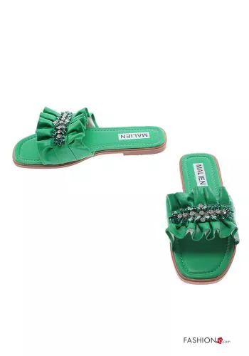  faux leather Sandals with rhinestones