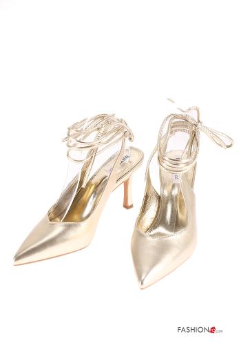  faux leather metallic Heeled shoes 