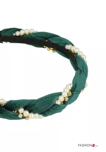  Velvet Head band with pearls with rhinestones
