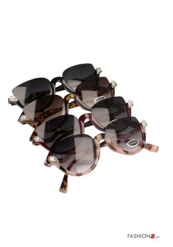 12-piece pack half rim Gradient Sunglasses with rhinestones
