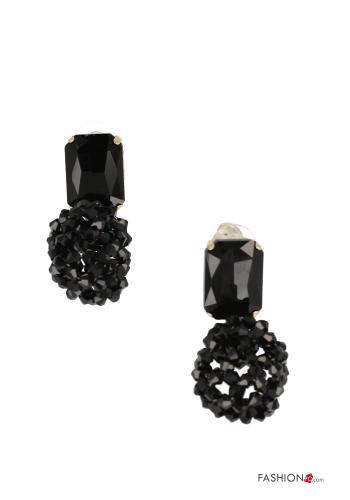  Earrings with rhinestones Black