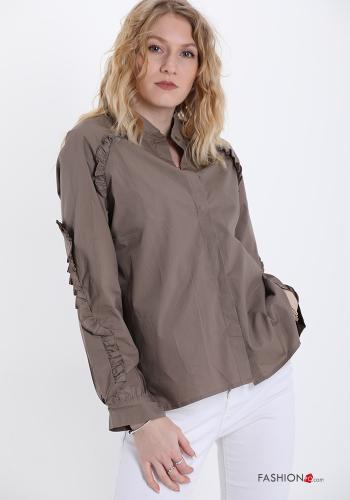  Cotton Shirt with buttons Light brown