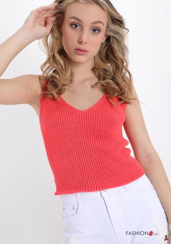  Cotton Top with v-neck Coral