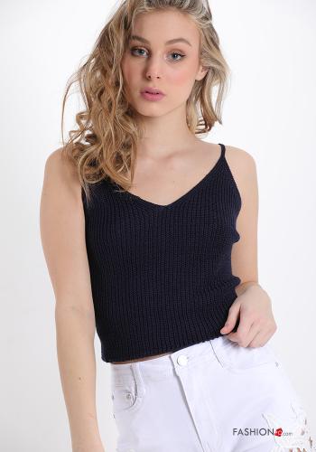  Cotton Top with v-neck Blue