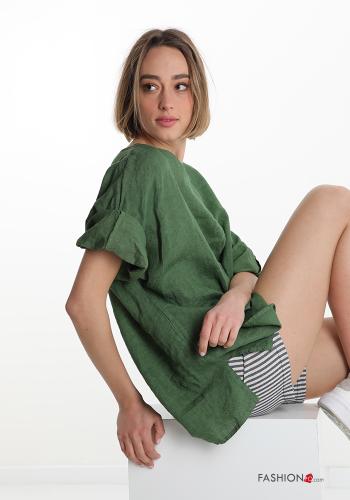  Linen Tunic  Bottle green