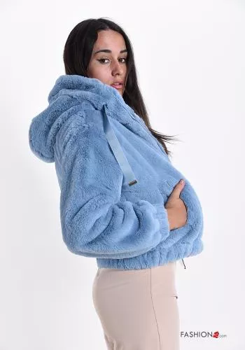  faux fur Jacket with pockets with hood with zip