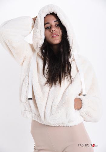  faux fur Jacket with pockets with hood with zip White