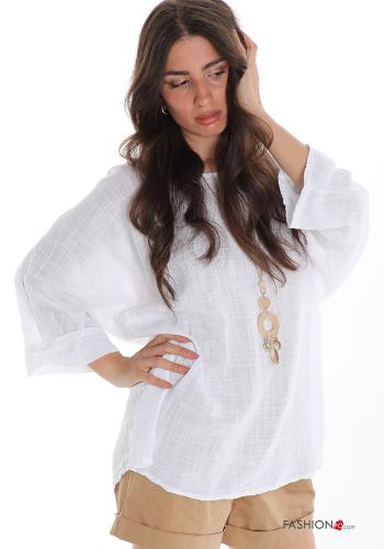  Cotton Tunic with necklace White