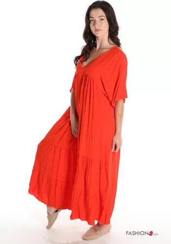  Dress with flounces with v-neck
