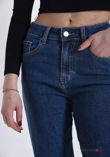  Cotton Jeans with buttons with zip with pockets
