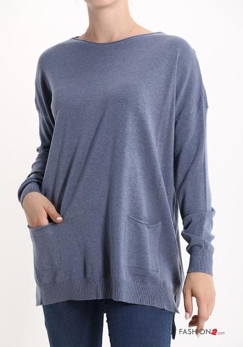 Sweater with pockets Light blue