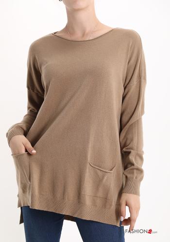  Sweater with pockets Brown