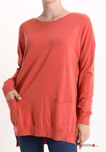  Sweater with pockets Coral