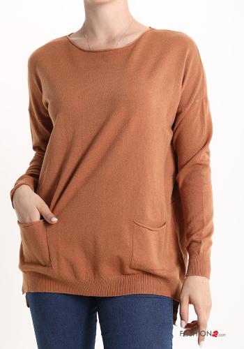  Sweater with pockets Terracotta