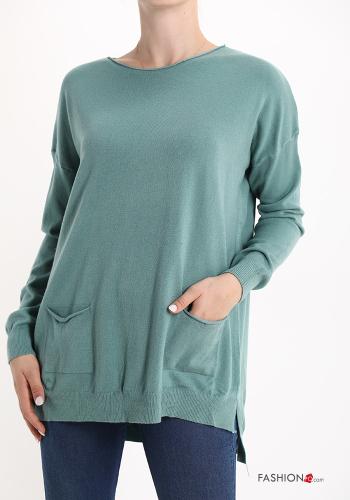  Sweater with pockets Aqua green
