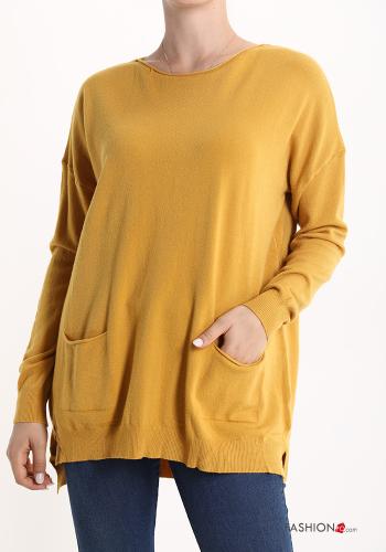  Sweater with pockets School bus yellow