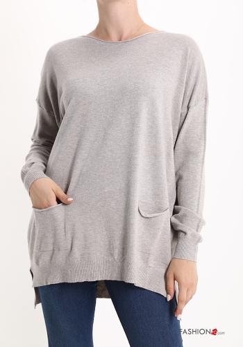  Sweater with pockets Mud Brown