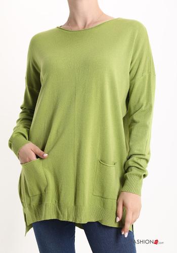  Pull avec poches  Vert chartreuse