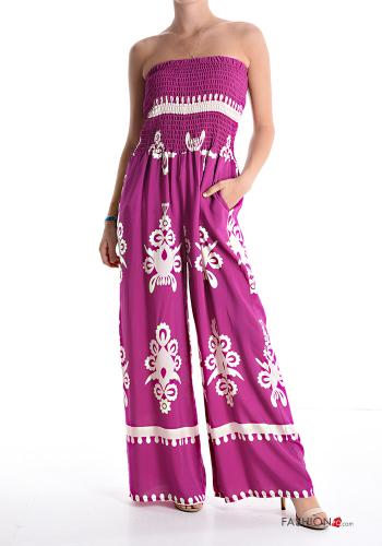  Jumpsuit Fantasia stampata con tasche  Rosso violaceo