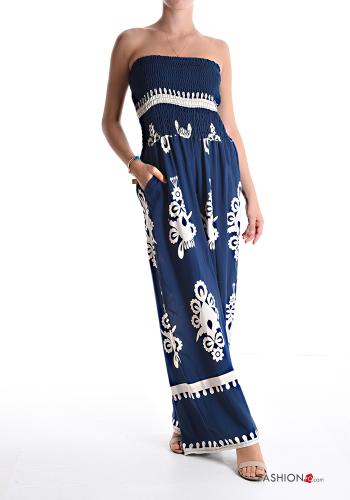  Jumpsuit Fantasia stampata con tasche  Blu di Persia