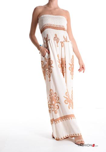  Jumpsuit Fantasia stampata con tasche  Beige